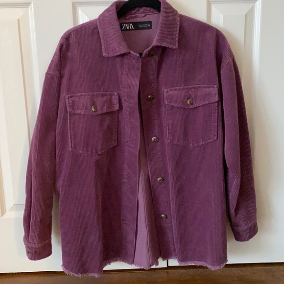 Zara Corduroy Shacket Shirt Jacket sz Small Purple - Picture 1 of 6